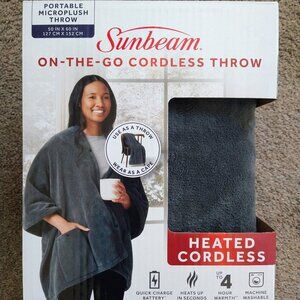 NEW Sunbeam On-The-Go Cordless Heated Throw